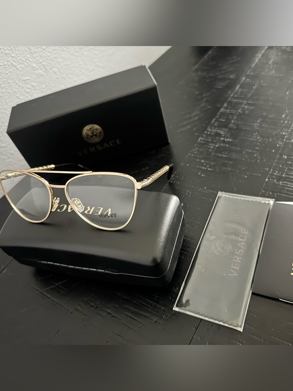 Versace Black and Gold Eyeglass